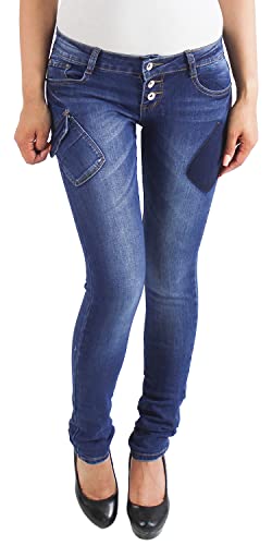 Damen Stretch RÖHREN HÜFT Jeans Hose Skinny Slim FIT BLAU RÖHRENJEANS HÜFTJEANS von Sotala