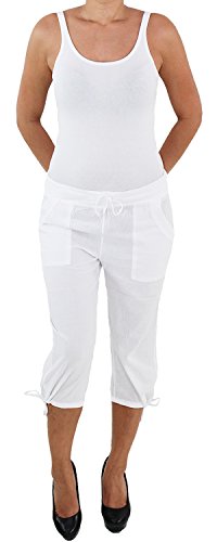 Damenhose Capri Sommerhose Stoffhose 3/4 Shorts Kurze Bermuda Sport Hose 062 40 Weiß von Sotala