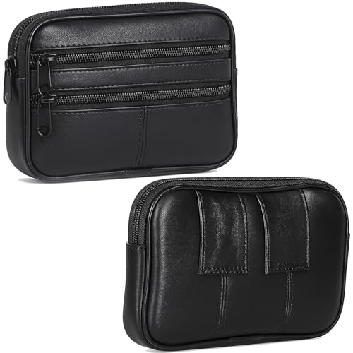 Echt Leder Hüfttasche Gürtelbörse Gürteltasche Bauchtasche Portemonnaie Geldbörse in Schwarz von Sotala