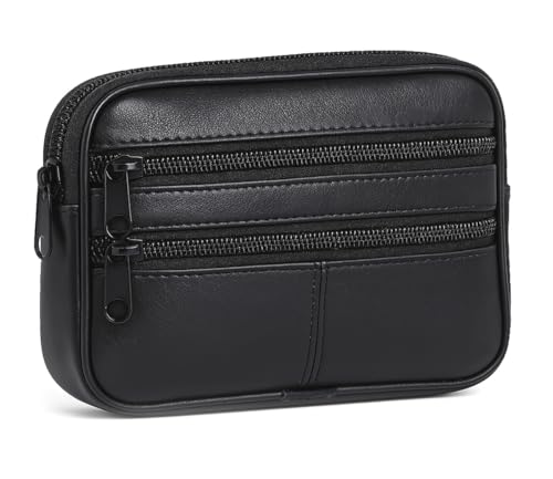 Echt Leder Hüfttasche Gürtelbörse Gürteltasche Bauchtasche Portemonnaie Geldbörse in Schwarz von Sotala