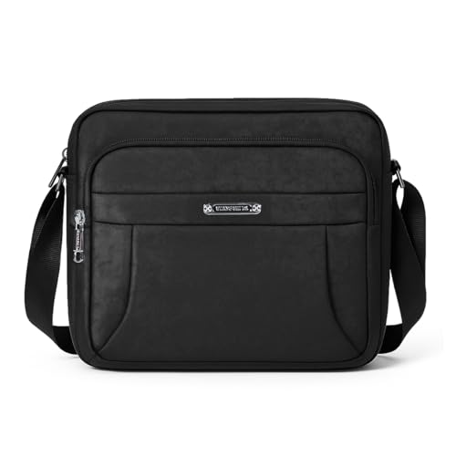 Herren Umhängetasche schwarz – Schultertasche Arbeitstasche Messenger Bag mit vielen Fächern – leicht & robust – ideal für Büro, Reisen, Uni & Alltag – verstellbarer Gurt – 32x24x10 cm von Sotala