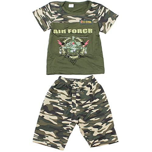 Jungen 2 Teiler Camouflage Shorts + T-Shirt Armee Army 110 von Sotala