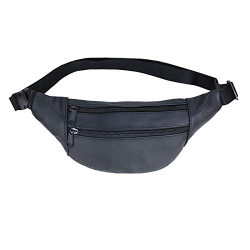 Leder Bauchtasche Gürteltasche Hüfttasche Umhängetasche Geldbörse Schwarz von Sotala