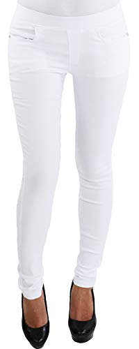 Legging Leggins Jeggins Jeggings Tregging Röhre Röhrenhose Stretch Skinny Hose in 8 Farben Weiß S/36 von Sotala