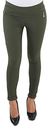 Legging Leggins Jeggins Jeggings Tregging Röhre Röhrenhose Stretch Skinny Hose in 9 Farben Khaki L/40 von Sotala