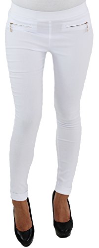 Legging Leggins Jeggins Jeggings Tregging Röhre Röhrenhose Stretch Skinny Hose in 9 Farben Weiß S/36 von Sotala