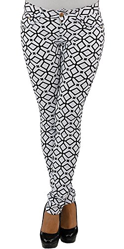 Legging Leggins Jeggins Jeggings Tregging Stoff Hüft Röhren Stretch Hose Weiß Schwarz Muster YA1701+ 38 von Sotala