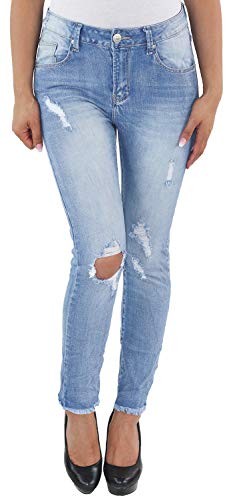 MOZZAAR Damen High Waist Röhrenjeans Hochbund Stretch Skinny Jeans Hose Slim Fit Blau Mit Rissen zerrissen Mit Löchern Ripped Destroyed Distressed von Sotala