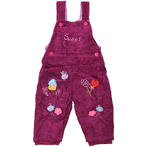 Mädchen Cordhose Kordhose Süße Thermohose mit Fleece Träger Latzhose Winterhose 74 Lila von Sotala