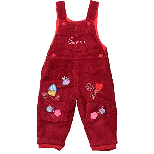 Mädchen Cordhose Kordhose Süße Thermohose mit Fleece Träger Latzhose Winterhose 92 Rot von Sotala