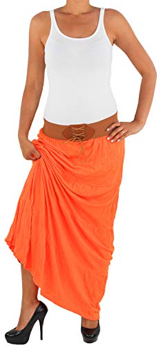 Sommerrock Faltenrock Maxirock Strandrock Boho Sommer Maxi Strand Lang Rock Einheitsgrößen viele Farben Orange von Sotala