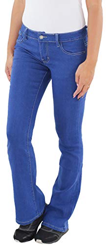 Sotala Bootcut Schlaghose Flared Damen Stretchhose Jeans Hose Damenhose Blau A L (40) von Sotala