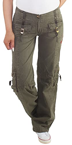 Sotala Damen Baggy Baggyhose Hose Cargo Cargohose Boyfriend Stoffhose Hüfthose von Sotala