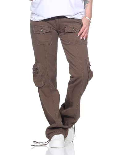 Sotala Damen Baggy Boyfriend Hose Hüfthose Cargo Cargohose von Sotala