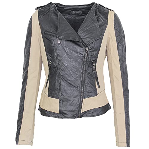 Sotala Damen Blazer Jacke Leder Optick Kunstlederjacke Übergangsjacke Jacket Bikerjacke von Sotala