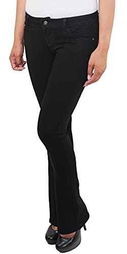 Sotala Damen Bootcut Hose Schlaghose Schlagjeans Hüftjeans Flared Jeans Schwarz von Sotala