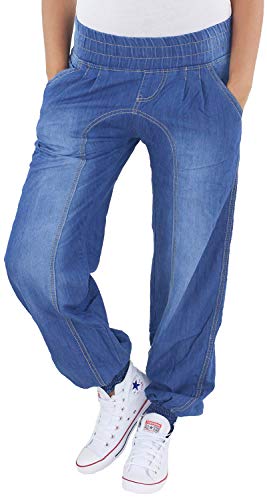 Sotala Damen Boyfriend Aladin Baggy Harem Jeans Hose Pumphose Pluderhose Chino Haremshose Aladinhose Blau 36 (S) von Sotala