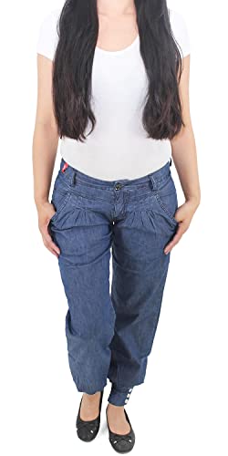 Sotala Damen Boyfriend Aladin Baggy Harem Jeans Hose Pumphose Pluderhose Chino Haremshose Aladinhose Blau von Sotala