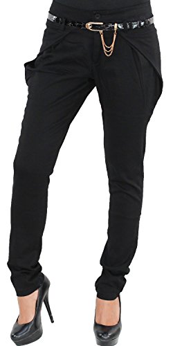 Sotala Damen Business Hose MIT GÜRTEL Aladin Pump Boyfriend HÜFTHOSE Stoffhose SCHWARZ 36 von Sotala