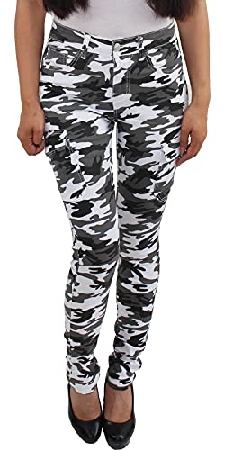 Sotala Damen Camouflage Slim Fit Skinny Röhrenhose Stretchjeans Hose Cargohose von Sotala