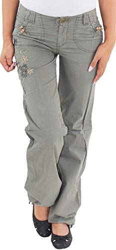 Sotala Damen Cargohose Boyfriend Jeans Hose Hüfthose Stretchhose Chino Baggy Khaki S (36) von Sotala