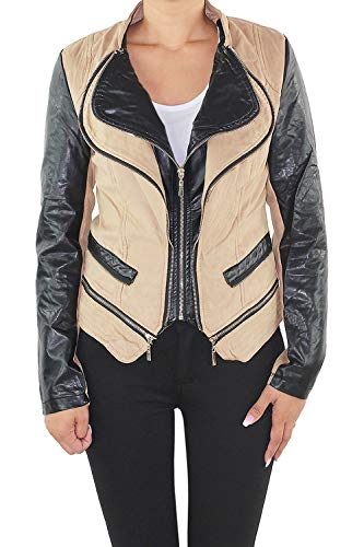 Sotala Damen Designer Kunst Lederjacke Wildleder Look Biker Jacke kurz Übergangsjacke Wildlederoptik Kunstlederjacke S-3XL A 46 (3XL) von Sotala