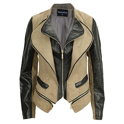 Sotala Damen Jacke Kunstlederjacke Wildleder Look Bikerjacke Velour in 4 Farben erhältlich von Sotala