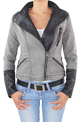 Sotala Damen Jeans Jeansjacke Jacke Damenjacke Kurze Denim Stretch Übergangsjacke Grau Grau 38 (M) von Sotala