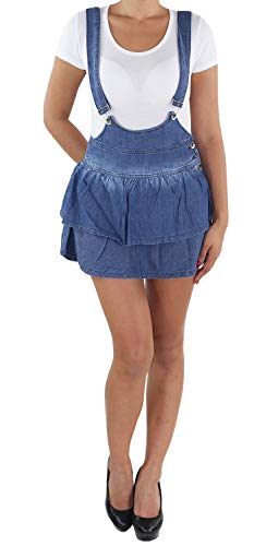 Sotala Damen Jeans Latzrock Mini Rock Latzjeans Jeansrock Minirock Träger Stretch Jeanskleid Minikleid Jeansmini Denim Latzkleid Sommerkleid A 42 (XL) von Sotala