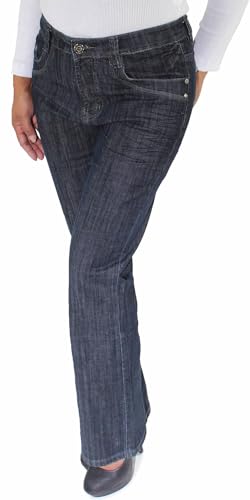 Sotala Damen Jeans Stretch Bootcut Hose Gerader Schnitt gerades Bein Straight-Leg Weite Vintage Jeanshose bis Übergröße 5XL 50 von Sotala