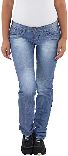 Sotala Damen Jeans Stretch Hüft Hose Gerader Schnitt gerades Bein Straight-Leg Blau A 38 (M) von Sotala