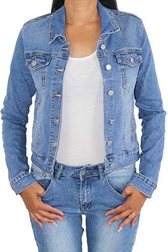 Damen Jeansjacke Damenjacke Kurze Denim Stretch Jeans Jacke Übergangsjacke Blau HY9603 S/36 von Sotala