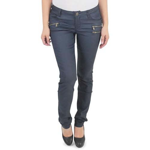 Sotala Damen Kunstleder Biker Leder Look Hose Skinny Röhre Hüft Stretch Hose Bikerhose Leder-Optik Wet-Look Blau Rot von Sotala