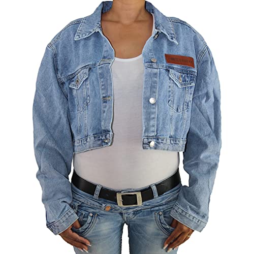 Sotala Damen Kurze Bolero Jeansjacke Denim Stretch Jacke Jacket Übergangsjacke Jeansblau Blau von Sotala