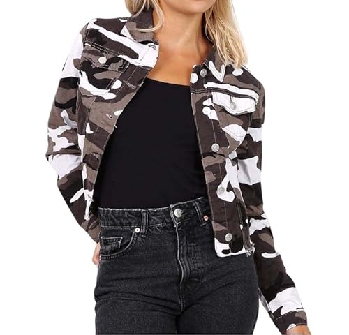 Sotala Damen Kurze Jeansjacke Damenjacke Denim Stretch Jeans Jacket Übergangsjacke Jacket Camouflage Army Armee Sotala Damen Kurze Jeansjacke Damenjacke Denim Stretch Jeans Jacket Übergangsjacke Jacket Camouflage Army Armee von Sotala
