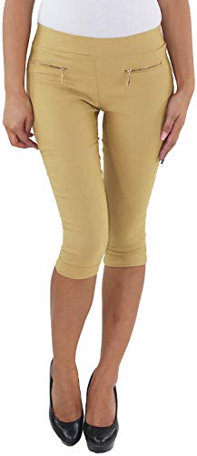 Sotala Damen Leggings Jeggings Treggings Stretch Hüft Capri 3/4 Shorts Bermuda Skinny Slim Fit Sommer Hose Gelb XXL/44 von Sotala