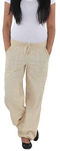 Sotala Damen Leinenhose Freizeithose Strandhose Sommerhose Baggy Haremshose Pluder Hose Weites Bein von Sotala