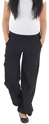 Sotala Damen Leinenhose Freizeithose Strandhose Sommerhose Baggy Haremshose Pluder Hose Weites Bein von Sotala