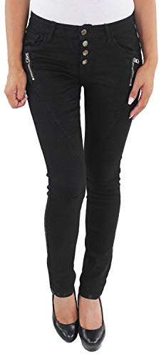 Sotala Damen RÖHRENJEANS HÜFTJEANS Stretchjeans Hose Jeans Skinny Slim FIT IN SCHWARZ UND GRAU A (Schwarz) 36 (S) von Sotala