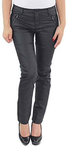 Sotala Damen Röhren Skinny Biker Hose Kunstlederhose Slim Fit Leder Optik Hüfthose Stretchhose Schwarz (A) Schwarz 40 (L) von Sotala
