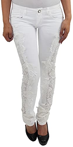 Sotala Damen Skinny Hose Röhrenhose Stretchhose Hüftjeans mit Spitze Cutouts von Sotala