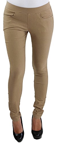 Sotala Damen Skinny Jeggings Röhrenhose Slim Fit Stoff Stretchhose Hüfthose Damenhose Treggings Legging Leggins Jeans Look Optik Hose in vielen Farben Braun M/38 von Sotala