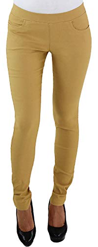 Sotala Damen Skinny Jeggings Röhrenhose Slim Fit Stoff Stretchhose Hüfthose Damenhose Treggings Legging Leggins Jeans Look Optik Hose in vielen Farben Gelb L/40 von Sotala