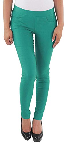 Sotala Damen Skinny Jeggings Röhrenhose Slim Fit Stoff Stretchhose Hüfthose Damenhose Treggings Legging Leggins Jeans Look Optik Hose in vielen Farben Grün L/40 von Sotala