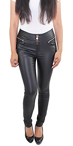 Sotala Damen Skinny Kunstleder Slim Fit Hochschnitt Hose Röhrenhose Bikerhose Lederimitat High Waist von Sotala