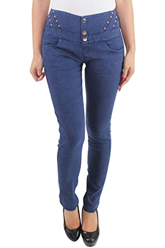 Sotala Damen Skinny Röhren Jeggings Treggings Leggings Hose Stoffhose Hüfthose Stretchhose Jeans-Look Blau von Sotala