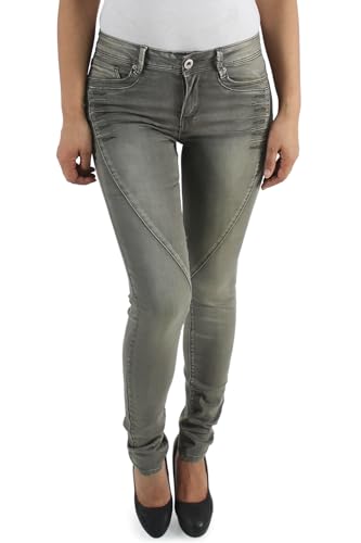 Sotala Damen Skinny Röhrenjeans Hüftjeans Hose Stretch Hüfthose Röhren Slim Fit Jeans Khaki-Grau von Sotala