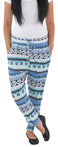 Sotala Damen Strandhose Sommerhose Pumphose Haremshose Aladin Pluder Boyfriend Baggy Blau, Einheitsgröße von Sotala