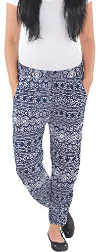 Sotala Damen Strandhose Sommerhose Pumphose Haremshose Aladin Pluder Boyfriend Baggy Blau von Sotala