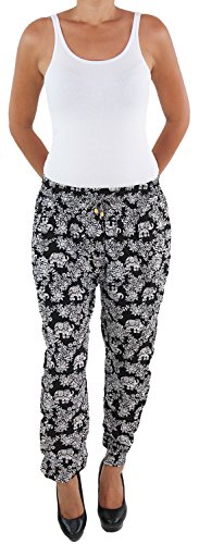 Sotala Damen Strandhose Sommerhose Pumphose Haremshose Aladin Pluder Boyfriend Baggy C von Sotala
